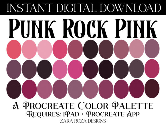 Punk Rock Pink Procreate Color Palette: Bridging Grunge and Elegance in Digital Art