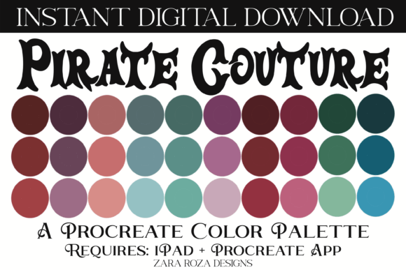 Unlocking Retro Elegance with the Pirate Couture Procreate Color Palette